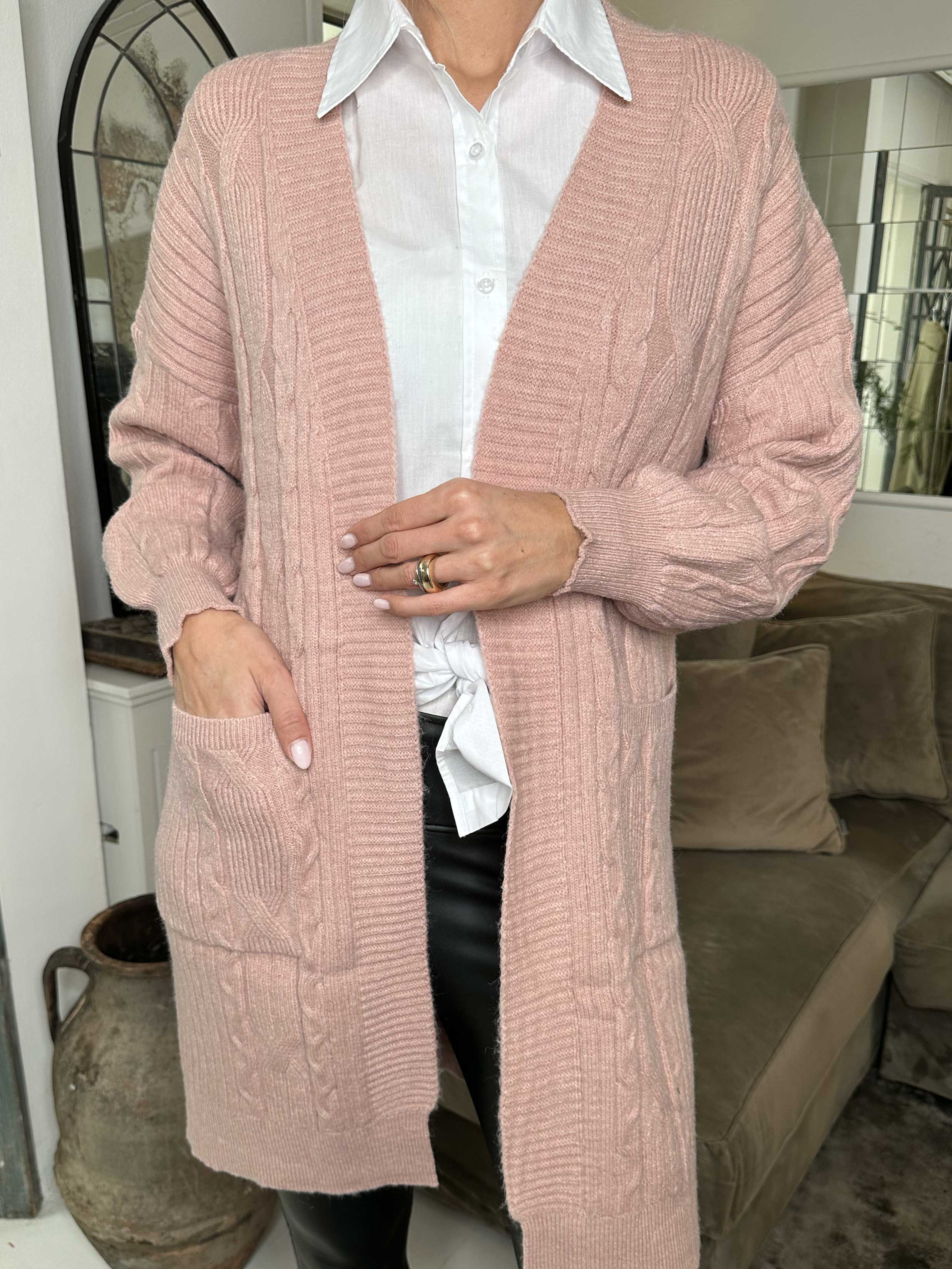 Valeria - Skön och tjock stickad kofta med fickor